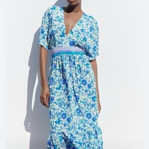 Zara Blue Floral Maxi Dress